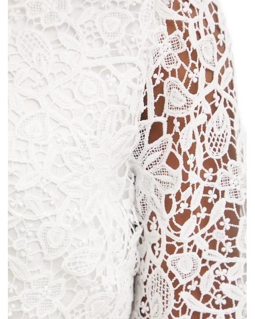 Morgan White Lace-Overlay Cropped Jacket