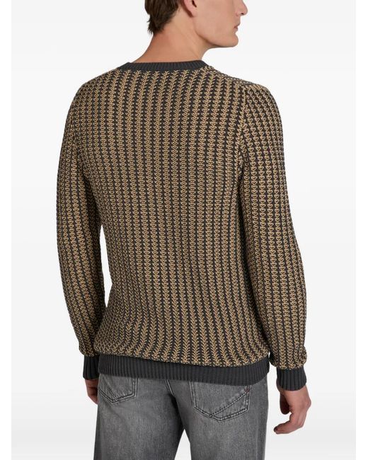 Zanone Brown Pull Côtelé À Col Rond for men