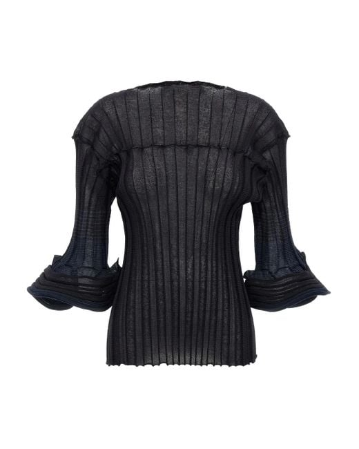 Issey Miyake Asagao ベルスリーブ プルオーバー Black