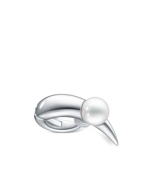 Bijou D'Oreille Collection Line Danger Horn Plus En Or Blanc 18Ct Tasaki en coloris White