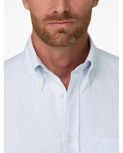 Boggi White Striped Oxford Cotton Shirt Regular Fit for men