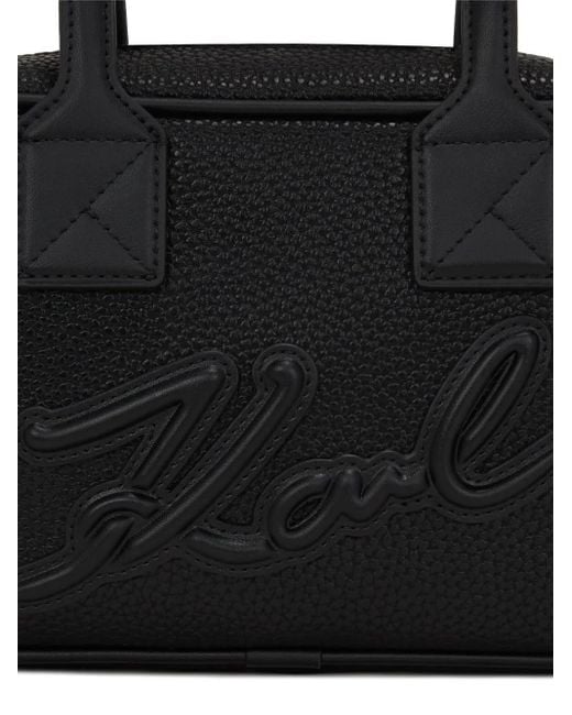 Karl Lagerfeld Black Embossed-Logo Tote Bag
