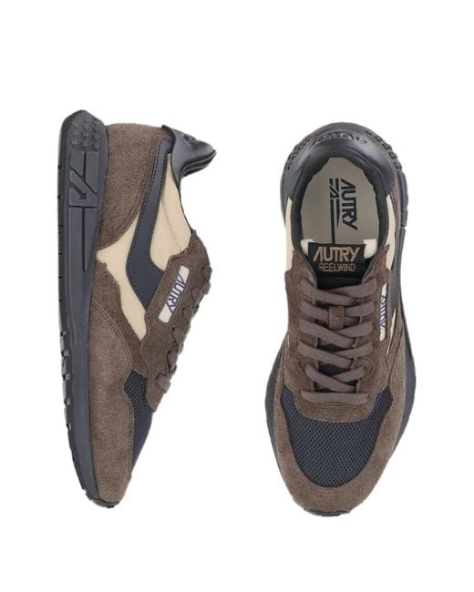 Autry Gray Logo-Patch Panelled Sneakers for men