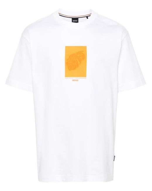 T-shirt con stampa di Boss in White da Uomo
