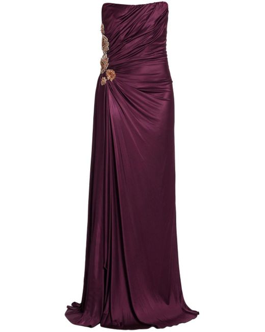 Costarellos Purple Milia Gown