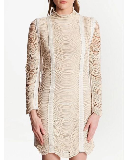 Balmain White Macramé-Knit Openwork Minidress