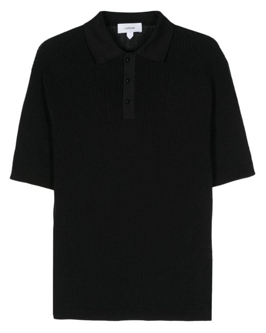 メンズ Lardini オープンニット ポロシャツ Black