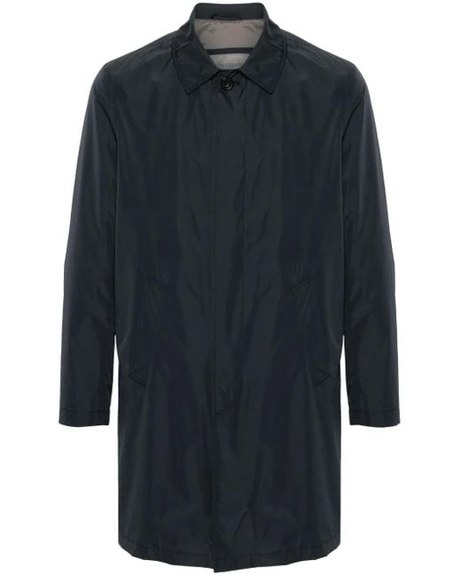 Corneliani Blue Spread-Collar Buttoned Raincoat for men