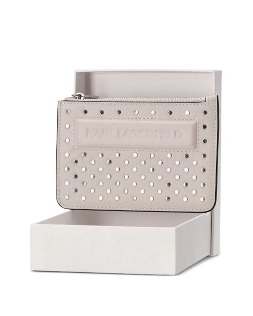 Cartera con apliques y cremallera Karl Lagerfeld de color Gray