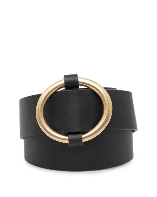 Sessun Black Tisao Round-Buckle Leather Belt
