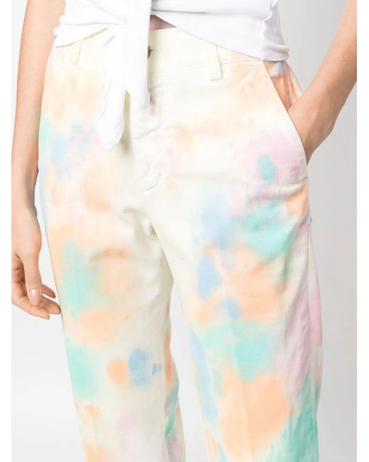PT Torino Multicolor Abstract-Print Pressed-Crease Cropped Trousers