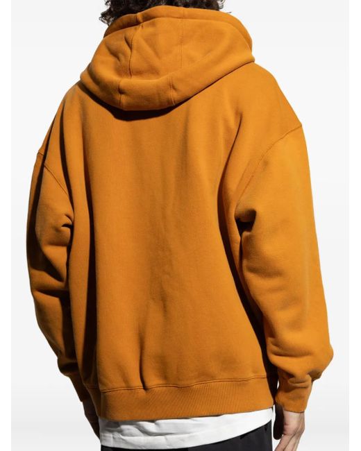 Adidas Orange Logo-Appliqué Zip-Up Hoodie for men