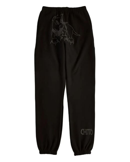 Chio Black Relective Guard Graphic-Print Track Pants for men