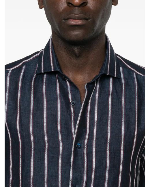 Brunello Cucinelli Blue Striped Shirt for men