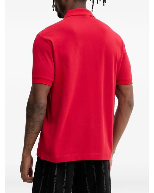 EA7 Red Logo-Patch Polo Shirt for men