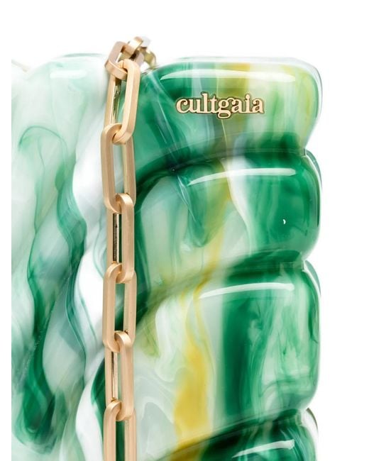 Cult Gaia Green Aura Marbled Clutch Bags