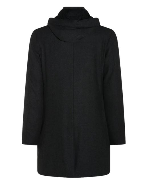 Montecore Black Hooded Button Coat for men