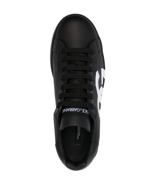 Sneakers portofino logo-print nere di Dolce & Gabbana in Black da Uomo