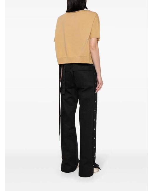 Rick Owens White Cropped Cotton T-Shirt