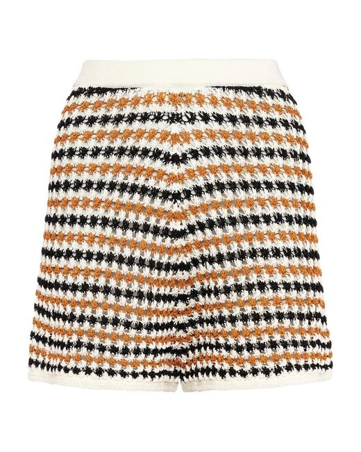 Eres White Disco Striped Crochet Shorts