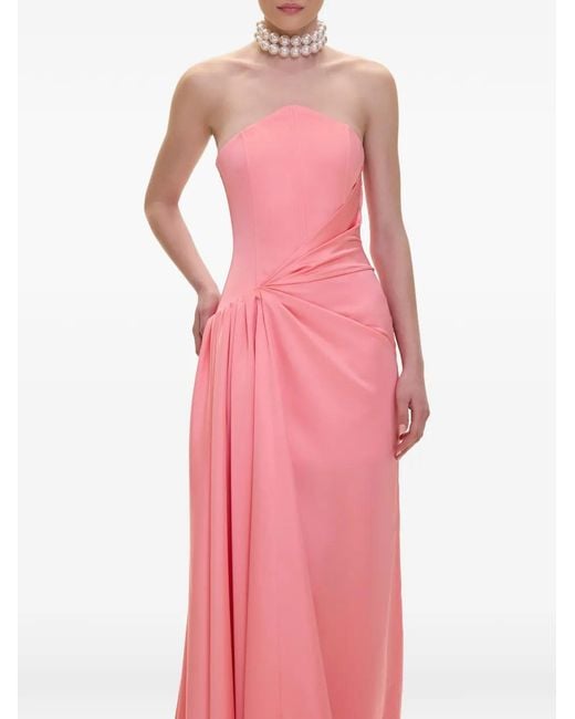 V:PM ATELIER Pink Kira Strapless Draped-Detailing Maxi Dress