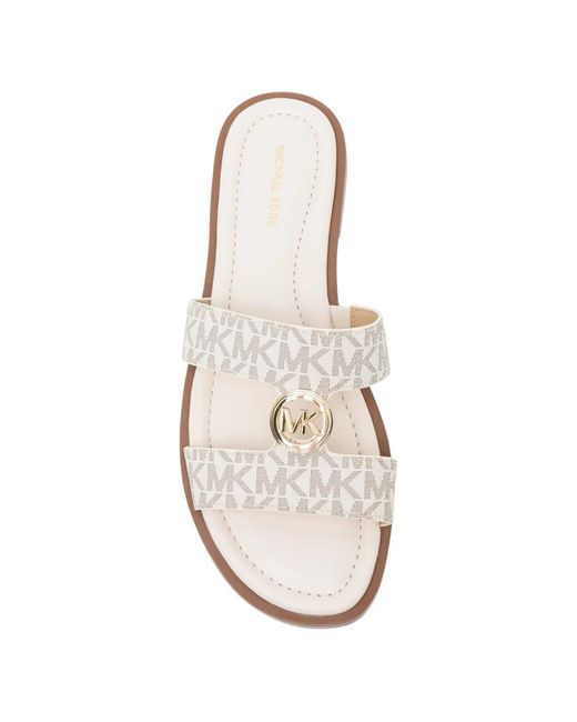 Michael Kors White All-Over Logo Buckle Sandals