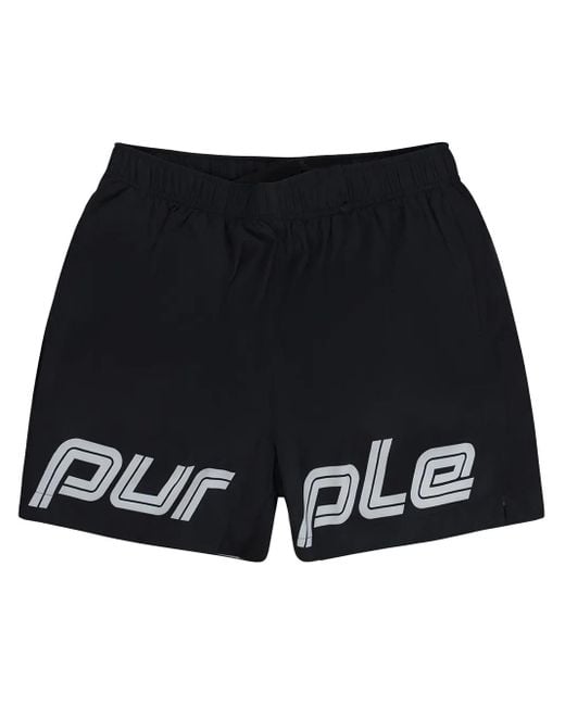 メンズ Purple Brand ロゴプリント ショートパンツ Black