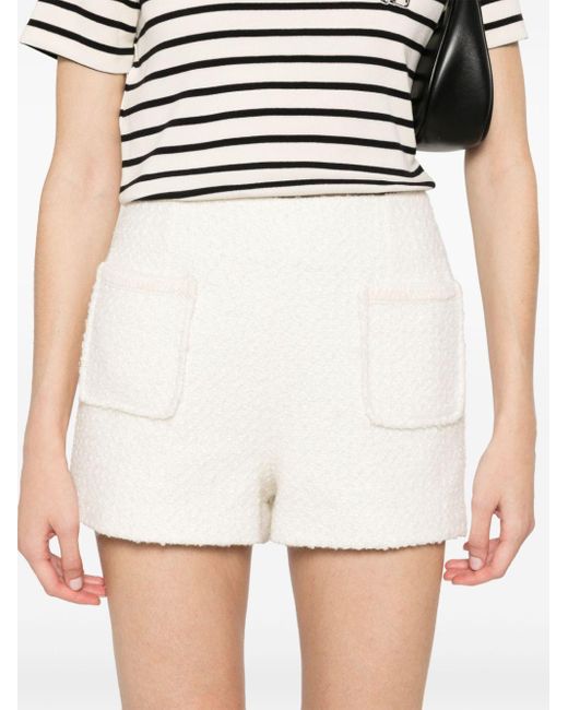 Claudie Pierlot White Tweed-Shorts mit hohem Bund