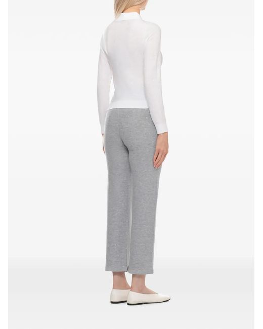 Emme White Sequin-Embellished Polo Top