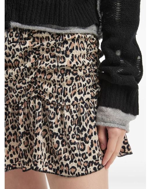 B+ AB Black Leopard-Print Ruffled Skirt