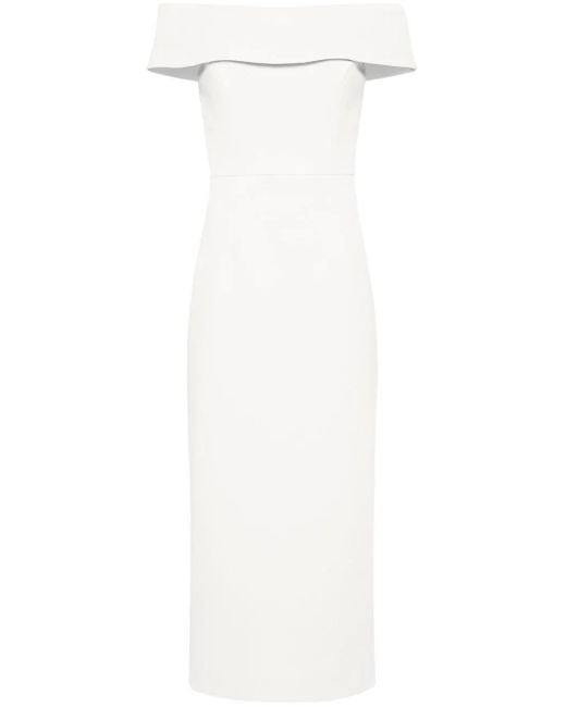 Rebecca Vallance White Amore Off-Shoulder Midi Dress