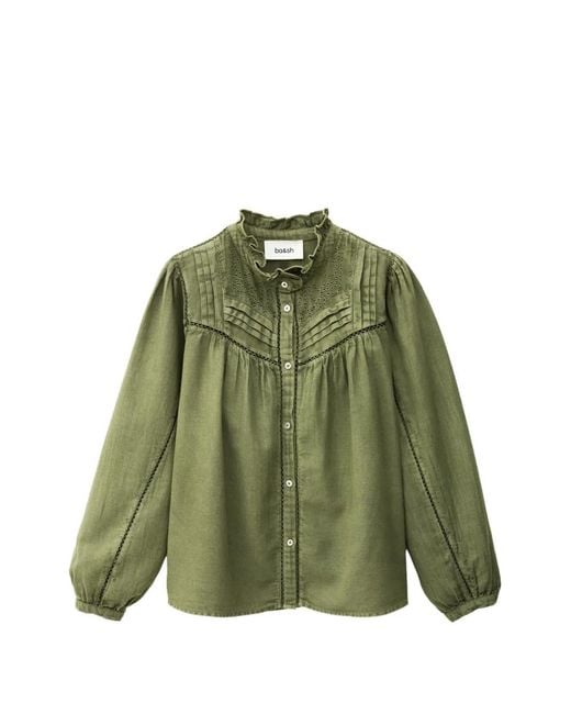Ba&sh Green Gilda Broderie-Anglaise Ruffled Blouse