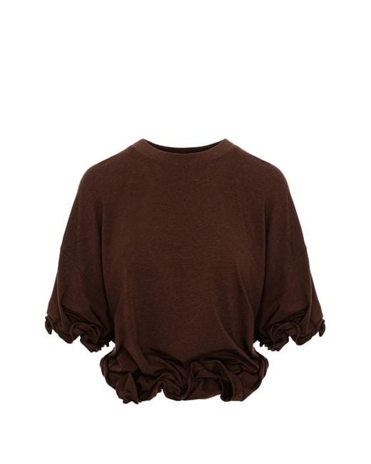 SEEN USERS Brown Twombly Bloom Ruffled T-Shirt