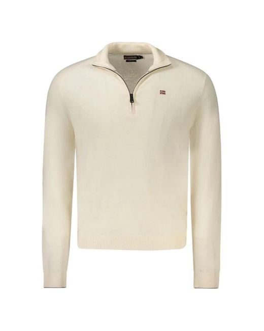 Napapijri White Lampo Zip-Up Sweater for men