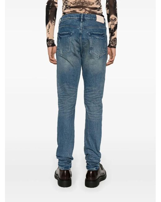 Purple Brand Blue P001 Low-Rise Slim-Leg Jeans for men