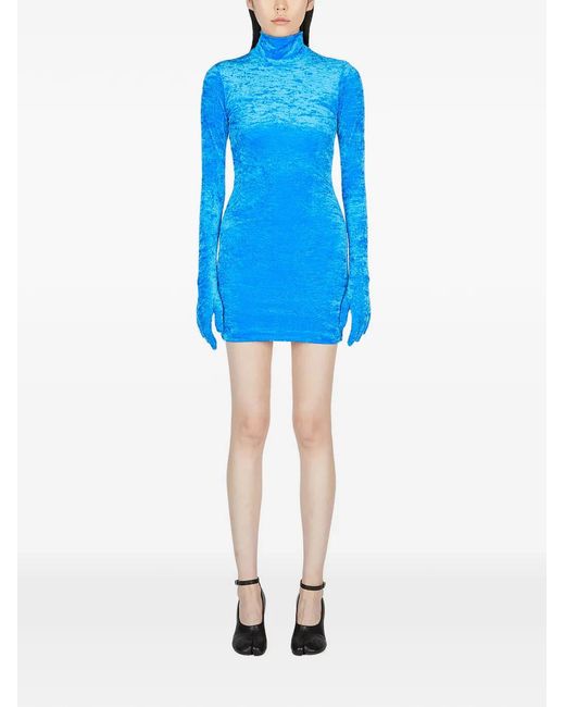 Vetements Blue Roll-Neck Long-Sleeve Dress