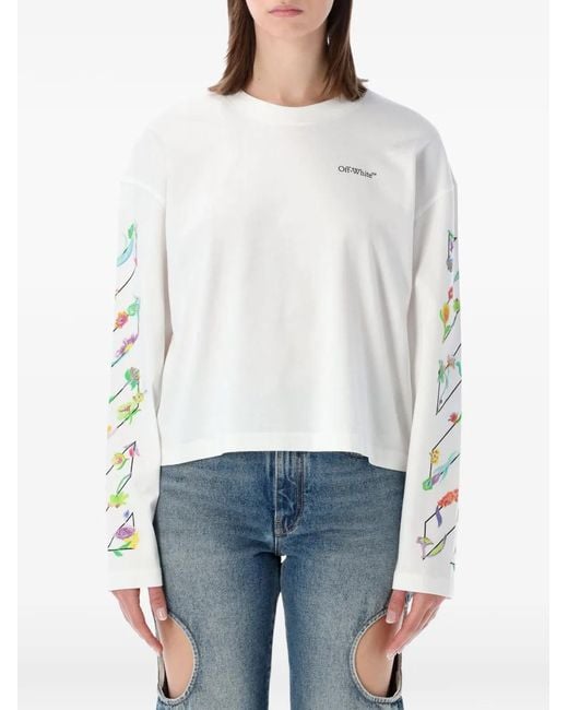 Off-White c/o Virgil Abloh White T-Shirt Diagonal Glowing Flower