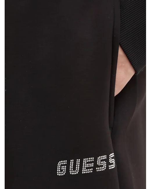 Guess Black Rhinestone Logo Trousers