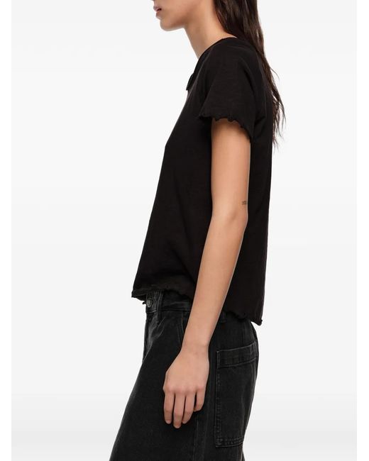 Bimba Y Lola Black Rolled-Trim T-Shirt
