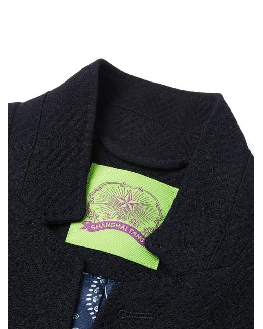 Shanghai Tang Blue Button-Herringbone Jacket for men