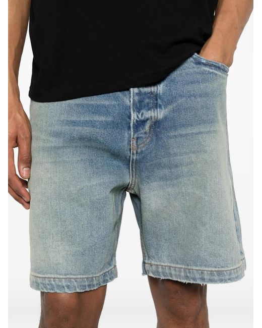 Rhude Blue Buttoned Denim Shorts for men