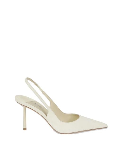 Le Silla White Pointed-Toe Slingback Pumps