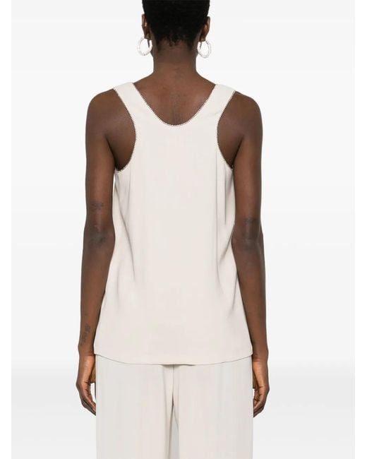 Max Mara Natural Crystal-Embellished Top