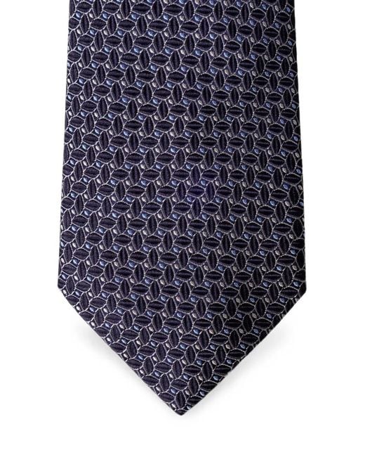 Hackett Blue Geometric-Pattern Silk Tie for men