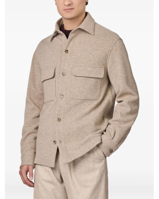 Tod's Natural Buttoned Flap-Pocket Shirt Jacket for men