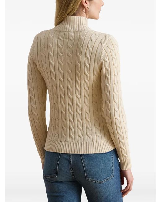 Ralph Lauren White Cable-Knit Zipped Jacket