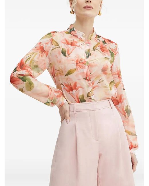 Fracomina Pink Floral-Print Buttoned Top