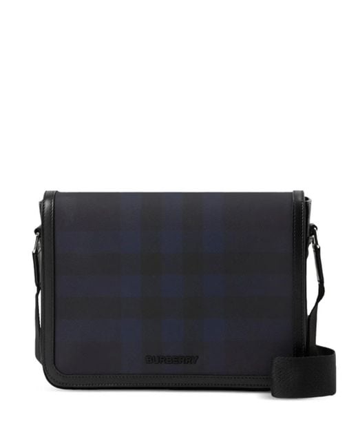 メンズ Burberry Alfred チェック メッセンジャーバッグ Blue