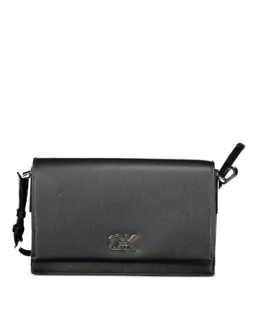 Calvin Klein Black Logo-Plaque Shoulder Bag