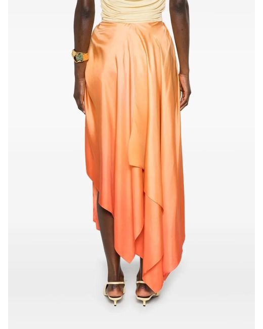 Zimmermann Orange Jupe Drapée À Effet Dégradé